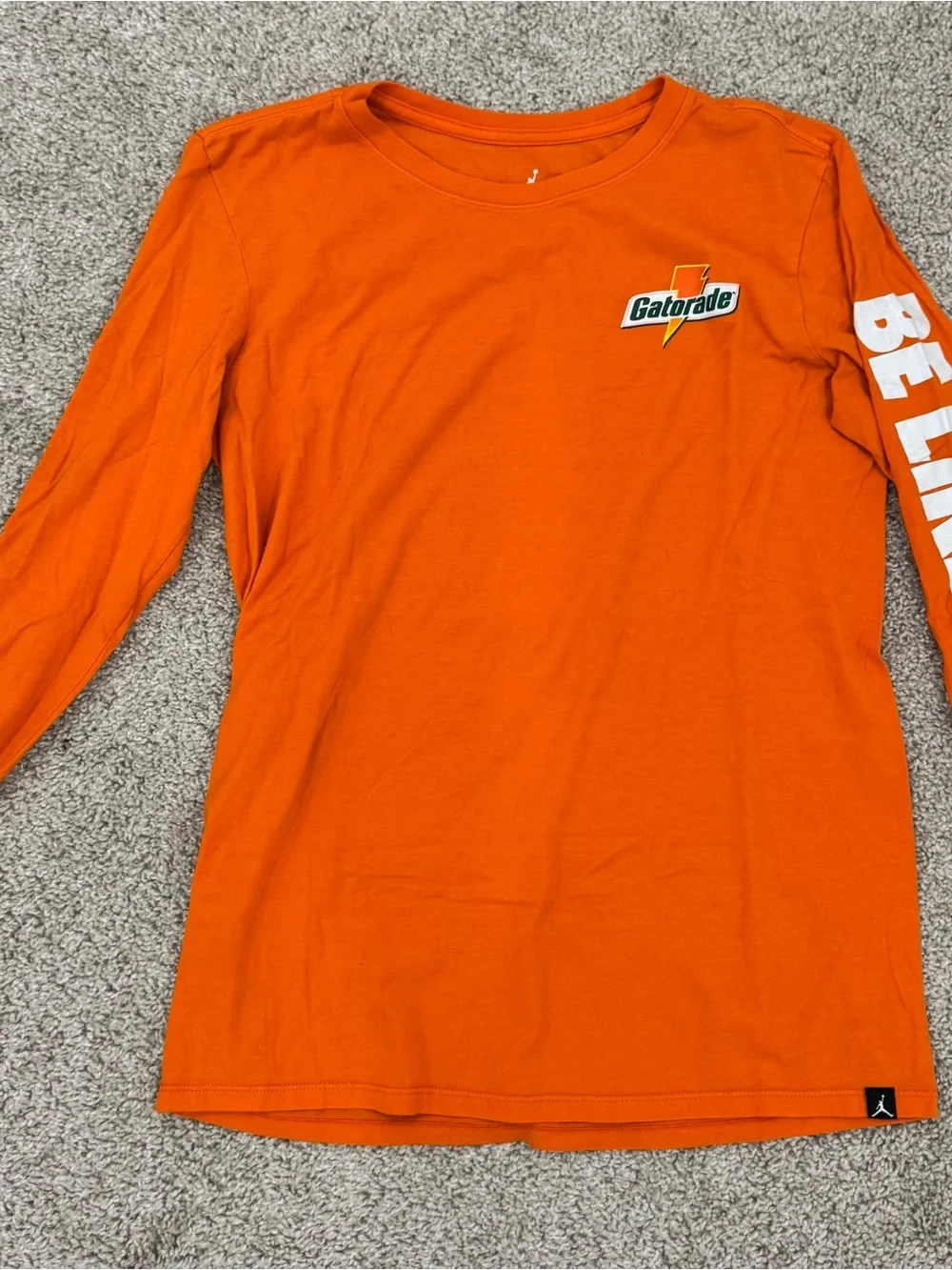 Jordan Men's Long Sleeve Shirt - Orange with White Sleeve Graphic